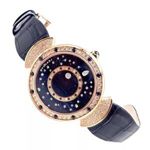Bulgari 18k Rose Gold Diamond Sapphire Divas Dream Automatic Roman Night Watch
